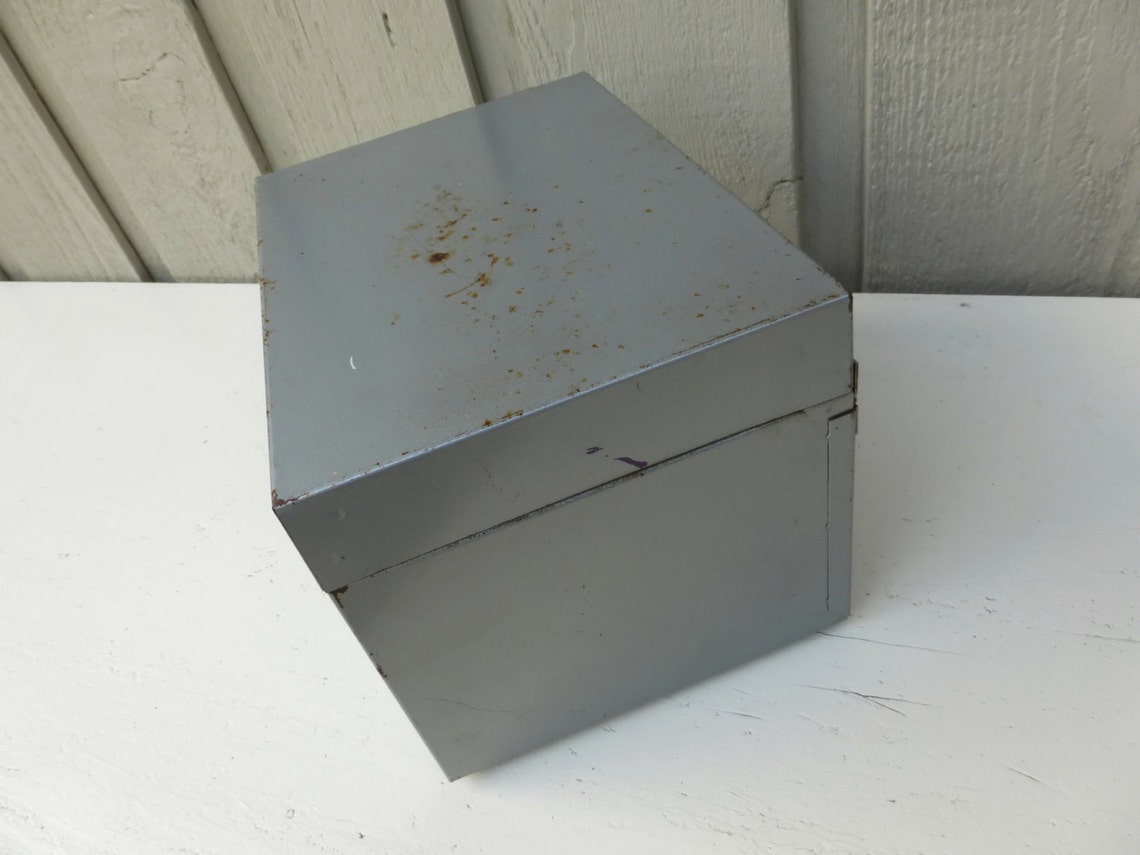 Hinged Lid Metal Box Metal Storage Box Industrial Gray Heavy Etsy