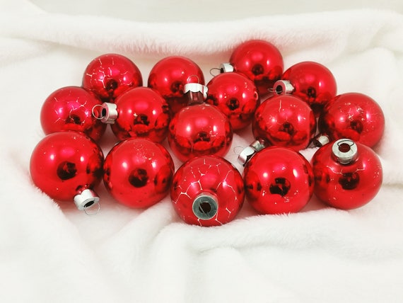 Christmas Blown Glass Christmas Ornaments Lot of 4 Small Red Gold Green 2 1//4/"