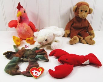 Beanie Babies Retired 1990s Strut Fleece Bongo Claude the Crab Pincher the Lobster