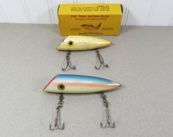 Hanson True Action Plug, Salt Water Salmon and Fish Lures for Trolling, Vintage Mid-Century Collectible