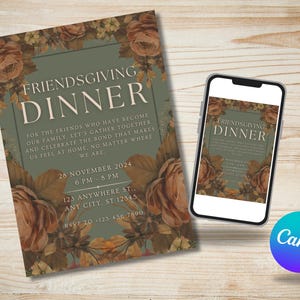Friendsgiving Invitation Template, Friendsgiving Dinner Invite, Editable Friendsgiving Invitation, Digital Download, Thanksgiving Evite