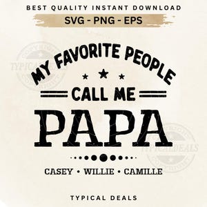 Anpassad pappa Svg, anpassad pappa med barnnamn SVG, fars dag Svg, mina favoritpersoner kallar mig pappa (digital nedladdning)
