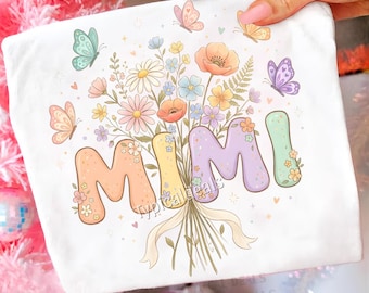 Floral Mimi PNG Wildflowers Grandma Preppy shirt design Coquette (Digital Download)