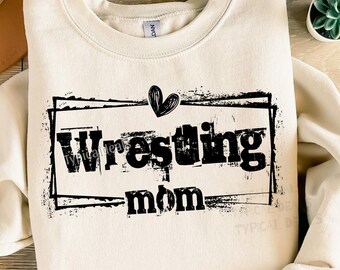 Wrestling Mom SVG PNG: Wrestling Lover Distressed Text Graphic (Digital Download)