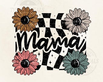 Retro Mama Floral Checkers SVG PNG: Mother's Day Design, Thankful Mama png, Mama Checkers Svg Gift for Her Digital Download