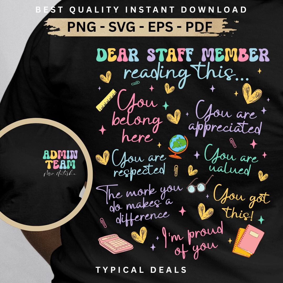 Custom Name Admin Team SVG PNG | Dear Staff Member Appreciation Design ...