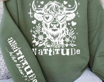Apparently I Have an Attitude SVG PNG: Highland Cow Attitude Funny Adult Svg Retro Sublimation Sassy (Digital Download)