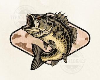 Camo Bass Fish PNG File, Bass png, Angler Decal Design, Summer Fish Clipart, Camo Frame, Outdoor Fisherman Rustic Shirt Digital Download