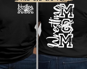 Wrestling Mom PNG SVG, Distressed Varsity Wrestling Cut File for Cricut Silhouette, Sports Mom (Digital Design)