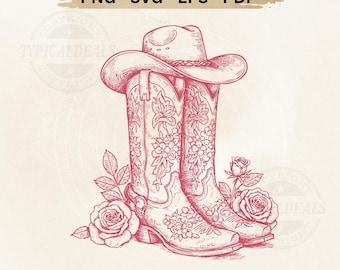 Cowboy-Stiefel mit Rosen SVG PNG | Western Floral Boot digitaler Download