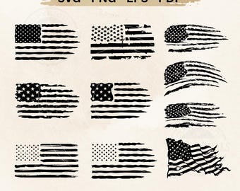 Paquete SVG PNG de la bandera estadounidense desgastada: Clipart vintage estadounidense (descarga digital)
