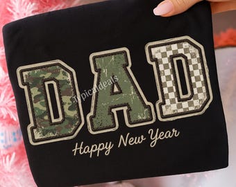 Jagd Dad Frohes Neues Jahr Camo Western Vintage PNG - Camo Patchwork Rustikaler Vater Sublimationsdesign (digitaler Download)