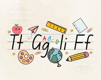 TGIF Teacher PNG – Design carino per materiale scolastico con alfabeto per la classe (download digitale)