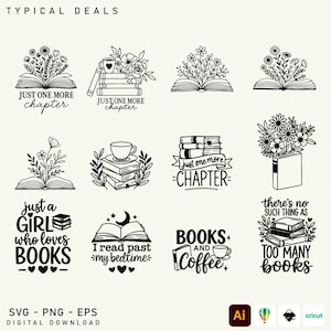 Reading svg bundle, book lover svg, book svg, library svg, book quotes svg, floral book svg, librarian svg, book t shirt svg, book worm svg