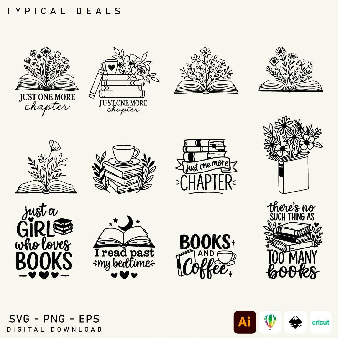 Reading svg bundle, book lover svg, book svg, library svg, book quotes svg, floral book svg, librarian svg, book t shirt svg, book worm svg