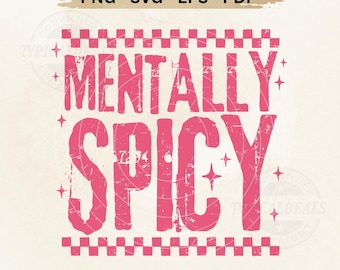 SVG PNG Mentalmente Picante: Frase Retro de Tablero de Ajedrez Desgastado (Descarga Digital)