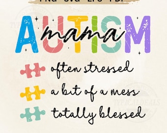 Autism Mom SVG PNG | Puzzle Piece Autism Awareness Digital Download