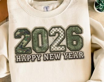 Happy New Year 2026 PNG: Camo New Year Rustic Sublimation Design (Digital Download)