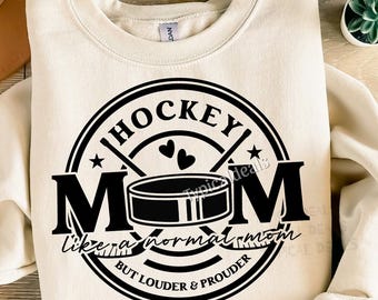 Hockey Mom SVG PNG: Distressed Sports Emblem Puck Sticks Lettering Design ORIGINAL (Digital Download)