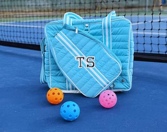 Bolsa acolchada de pickleball con funda para pala, bolsa de pickleball color aguamarina, regalo de pickleball para amantes del pickleball, bolsa personalizada, bolsa de mano personalizada, bolsa deportiva