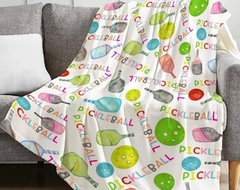 Pickleball Blanket Custom Pickleball Gift Fleece Throw lightweight Blanket Gift for Player Friend Pickleball lover gift Cozy Pickleball gift
