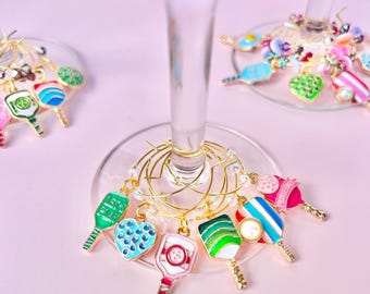 Pickleball Wine Glass Charm Gift for Pickleball lover Glass Marker Party Favor Drink Identifier Wine Lover Wine Tasting Hostess gift