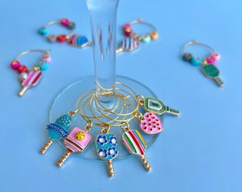 Pickleball Wine Glass Charm Gift for Pickleball lover Glass Marker Party Favor Drink Identifier Wine Lover Wine Tasting Hostess gift