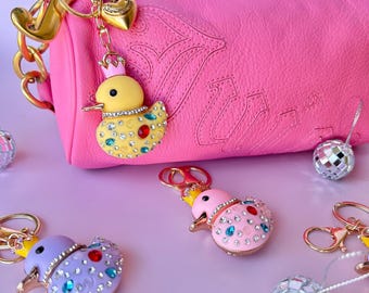 Gepersonaliseerde Bling Rubber Duck-sleutelhanger CUSTOM Dazzled Duck-tastag voor crossbody-tas of rugzaktastag cadeau voor vriend cadeau