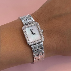 Piaget Designer Watch Protocole Mother of Pearl Dial 18K White Gold Diamond Wrist Watch