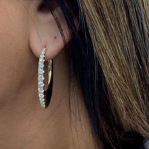 Diamond 14K Yellow Gold Fashion Hoop Earring