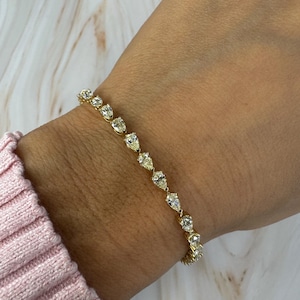 Birnenform Tennisarmband, Diamant Armband, 14K Gold Armband, Tennis Armbänder, elegantes Armband für Frauen, Geschenk für sie