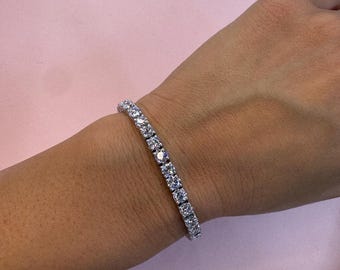 Luxury Lab Diamond Tennis Bracelet – 12.49 CT in 14K White Gold, Brilliant Round Cut