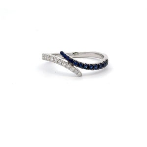 Diamond Sapphire Bypass Ring | 14K Yellow Gold | Elegant Bypass Design with Sparkling Diamonds & Vibrant Sapphires | Timeless Luxury Ring