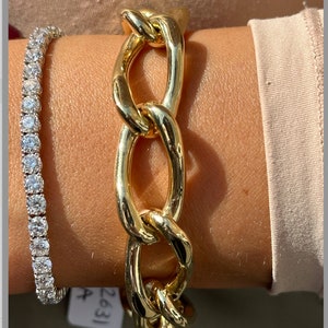 14k Gold Large Link Bracelet, Chunky Gold Bracelet, Gift for Her