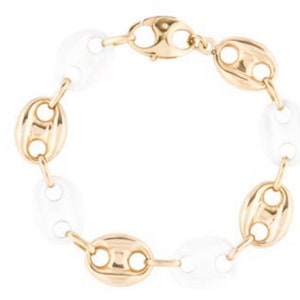Italian-Made 14k Yellow Gold Enamel Bracelet - Customizable Fine Jewelry