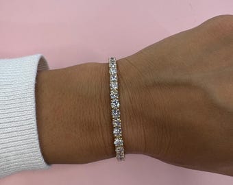 Handmade 14K Yellow Gold Lab Grown Diamond Tennis Bracelet