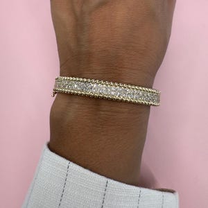 Diamond Bangle Bracelet, Yellow Gold Bracelet, Gold Cuff Bracelet