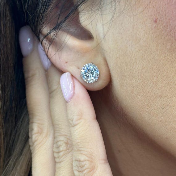 Lab Grown Diamond Stud Earrings, 18k White Gold Diamond Studs
