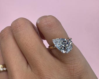 Pear Lab-Grown Diamond Pinky Ring, 14K Gold, Size 4.75