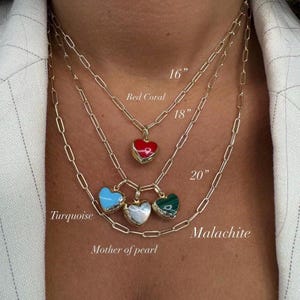 14K Yellow Gold Heart Puffer Pendant Necklace