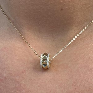 18K Yellow Gold Diamond Pendant Necklace 3D shaped pendant necklace