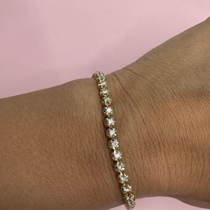 14K Yellow Gold Illusion Diamond Tennis Bracelet