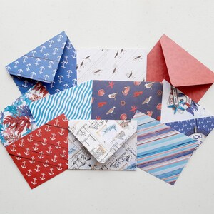 OCEAN ADVENTURE Mini Envelopes - Set of 10 handmade mini envelopes with blank notecards - The Paper Stack