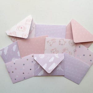BABY PINK Mini Envelopes - Set of 10 handmade mini envelopes with blank notecards - The Paper Stack