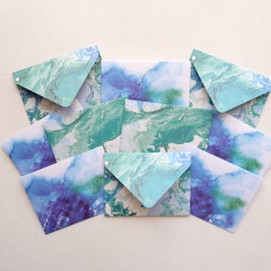 OCEAN WAVES Mini Envelopes - Set of 10 handmade mini envelopes with blank notecards - The Paper Stack