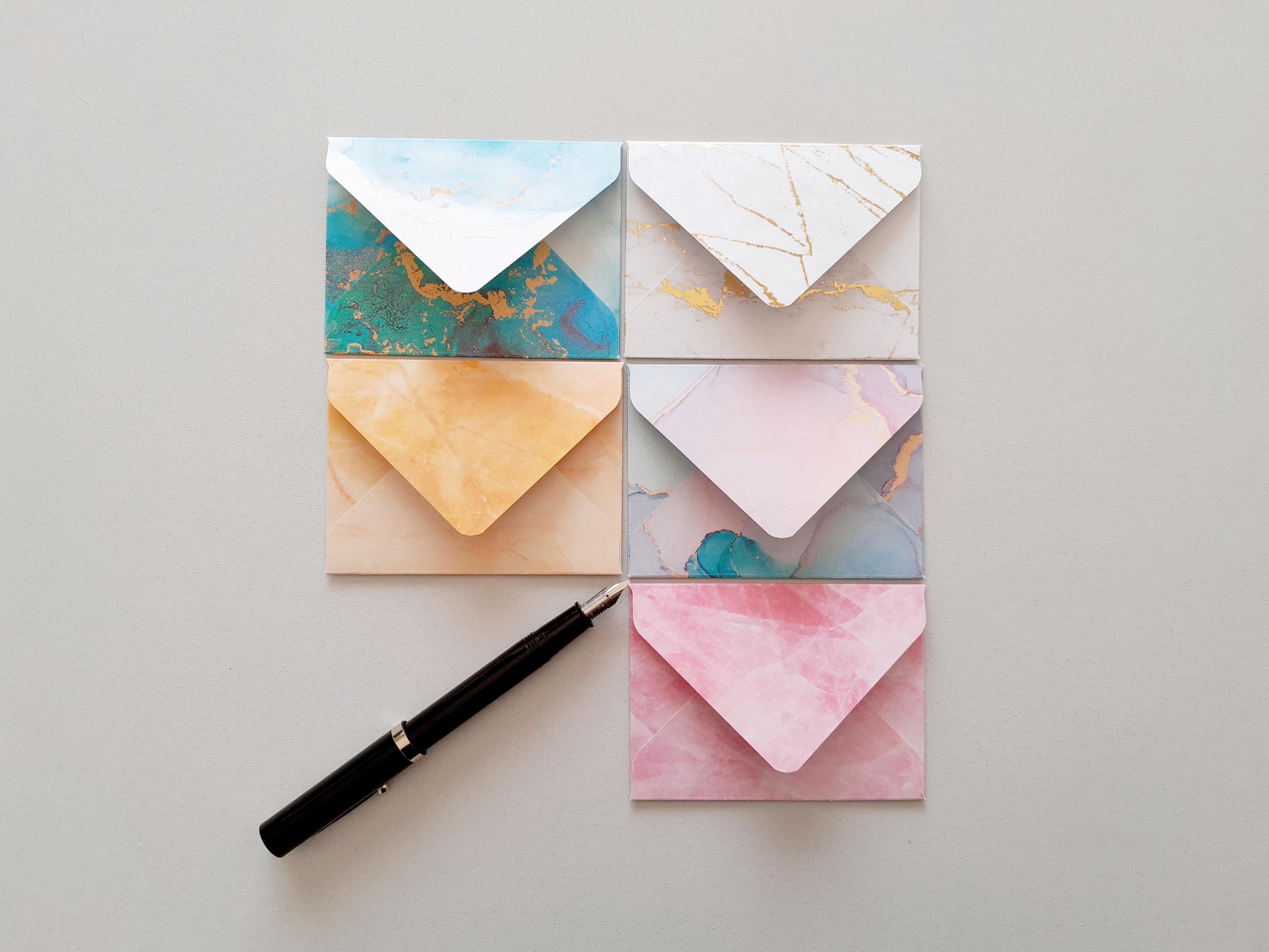MARBLED SWIRLS Mini Envelopes - Set of 10 Handmade Mini Envelopes With ...