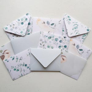 EUCALYPTUS Mini Envelopes - Set of 10 handmade mini envelopes with blank notecards - The Paper Stack