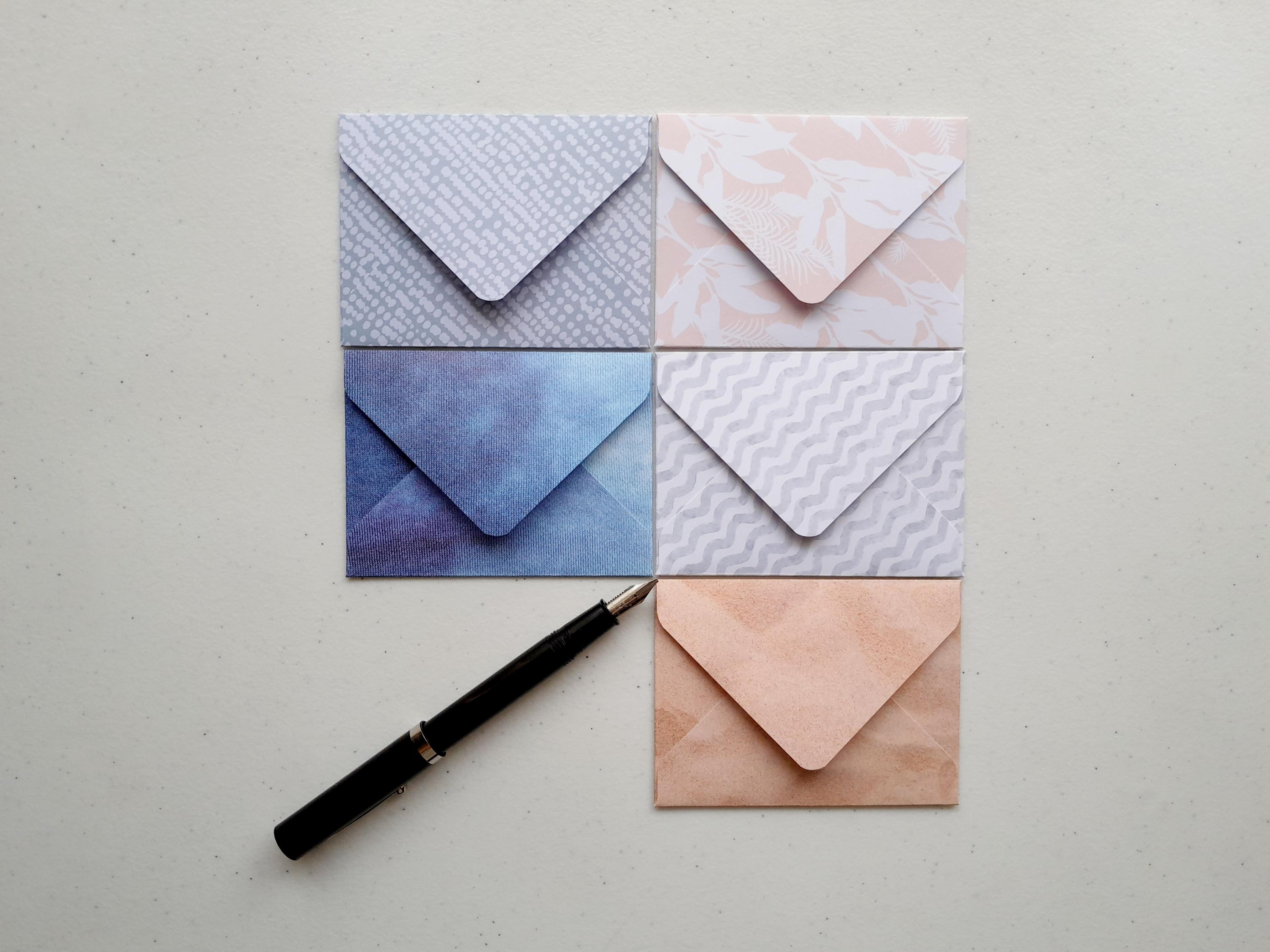 SAND & SEA Mini Envelopes - Set of 10 Handmade Mini Envelopes With ...