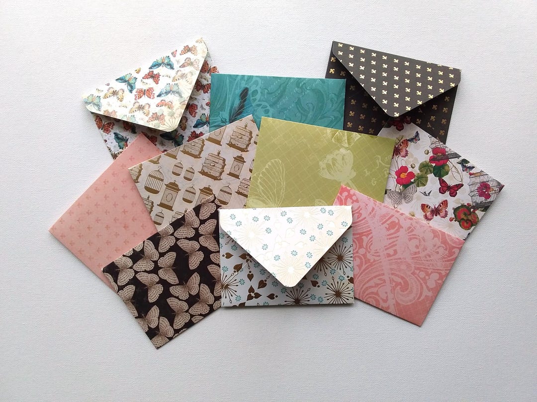BUTTERFLY GARDEN Mini Envelopes - Set of 10 Handmade Envelopes With ...