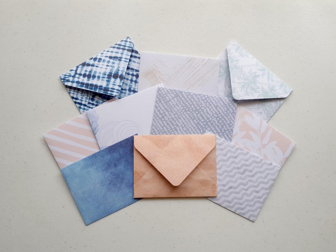 SAND & SEA Mini Envelopes - Set of 10 Handmade Mini Envelopes With ...